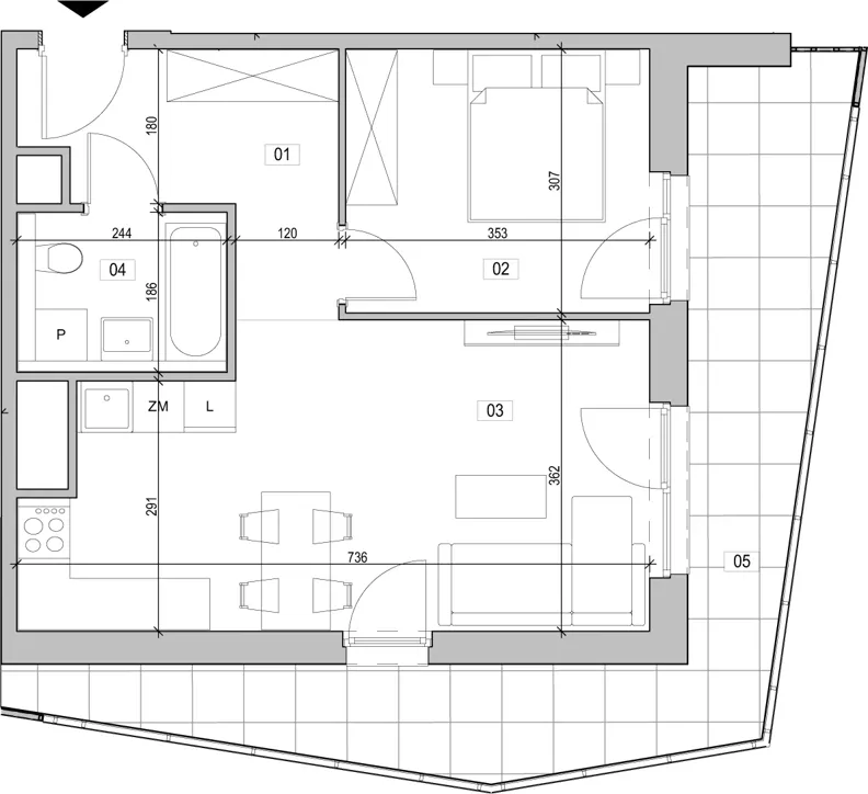 2 pokoje, mieszkanie 46,75 m², piętro 14, oferta nr E.14.263, ATAL Unii Lubelskiej, Poznań, Rataje, Starołęka, ul. Heleny Tadeuszak