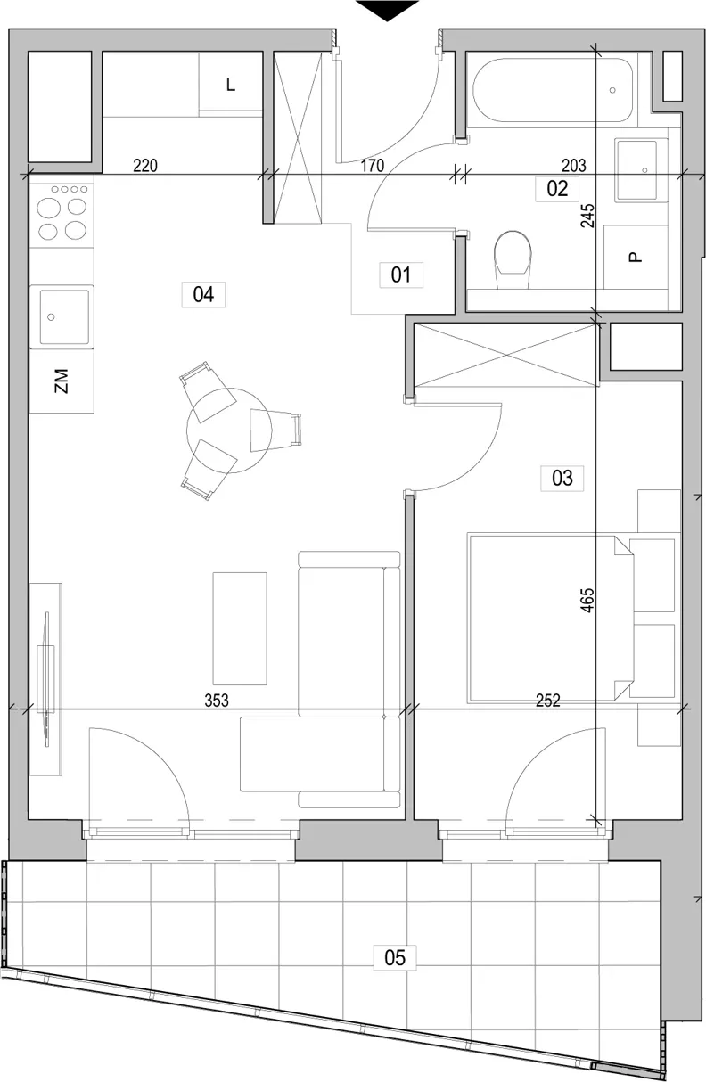 2 pokoje, mieszkanie 41,31 m², piętro 14, oferta nr E.14.264, ATAL Unii Lubelskiej, Poznań, Rataje, Starołęka, ul. Heleny Tadeuszak