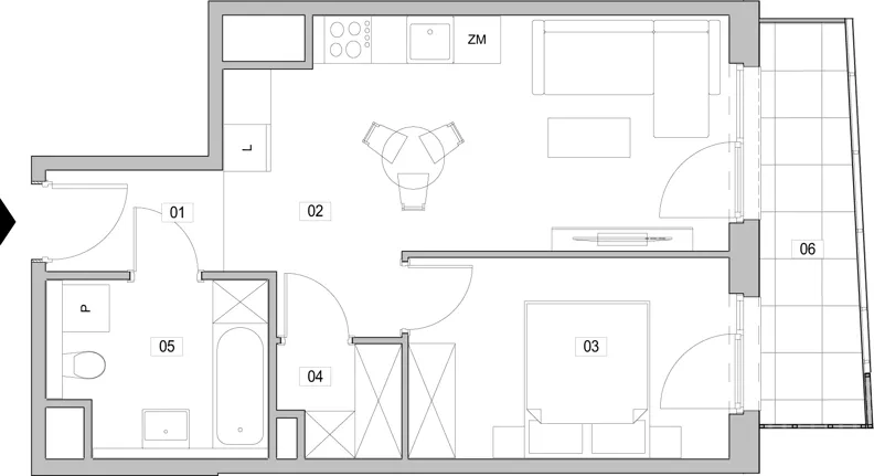 2 pokoje, mieszkanie 41,90 m², piętro 15, oferta nr D.15.203, ATAL Unii Lubelskiej, Poznań, Rataje, Starołęka, ul. Heleny Tadeuszak