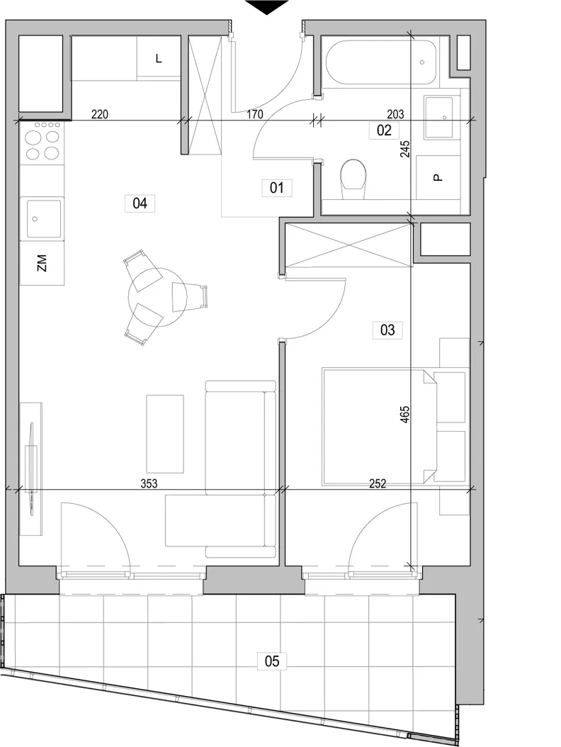2 pokoje, mieszkanie 41,31 m², piętro 15, oferta nr E.15.268, ATAL Unii Lubelskiej, Poznań, Rataje, Starołęka, ul. Heleny Tadeuszak