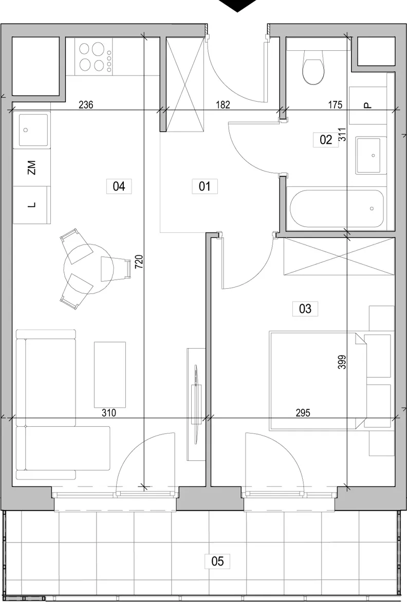 2 pokoje, mieszkanie 41,36 m², piętro 16, oferta nr B.16.59, ATAL Unii Lubelskiej, Poznań, Rataje, Starołęka, ul. Heleny Tadeuszak