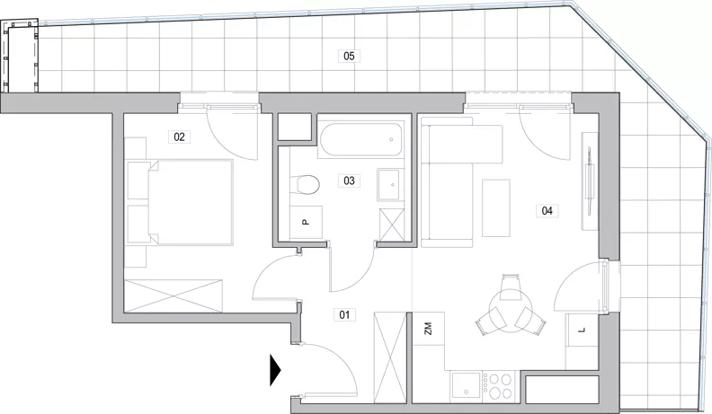 2 pokoje, mieszkanie 38,69 m², piętro 16, oferta nr C.16.121, ATAL Unii Lubelskiej, Poznań, Rataje, Starołęka, ul. Heleny Tadeuszak