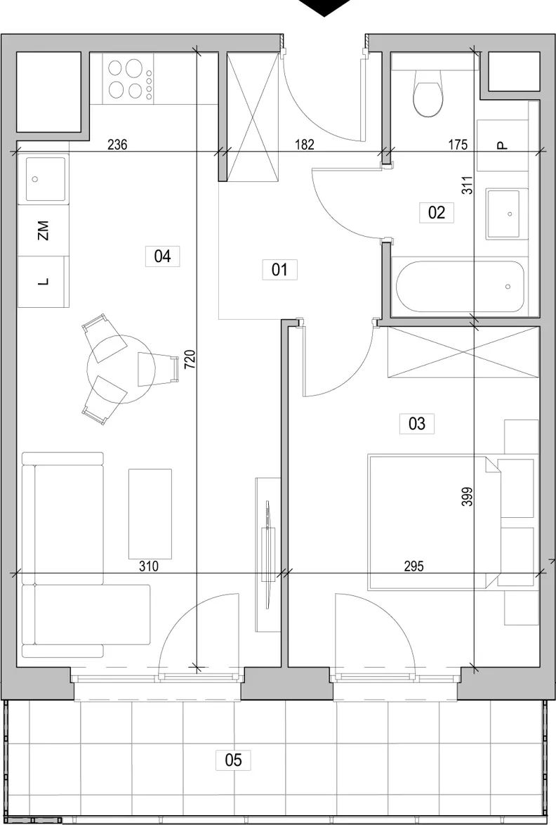 2 pokoje, mieszkanie 41,36 m², piętro 17, oferta nr B.17.62, ATAL Unii Lubelskiej, Poznań, Rataje, Starołęka, ul. Heleny Tadeuszak