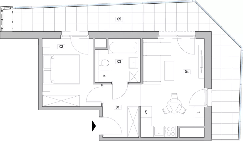 2 pokoje, mieszkanie 38,69 m², piętro 17, oferta nr C.17.125, ATAL Unii Lubelskiej, Poznań, Rataje, Starołęka, ul. Heleny Tadeuszak