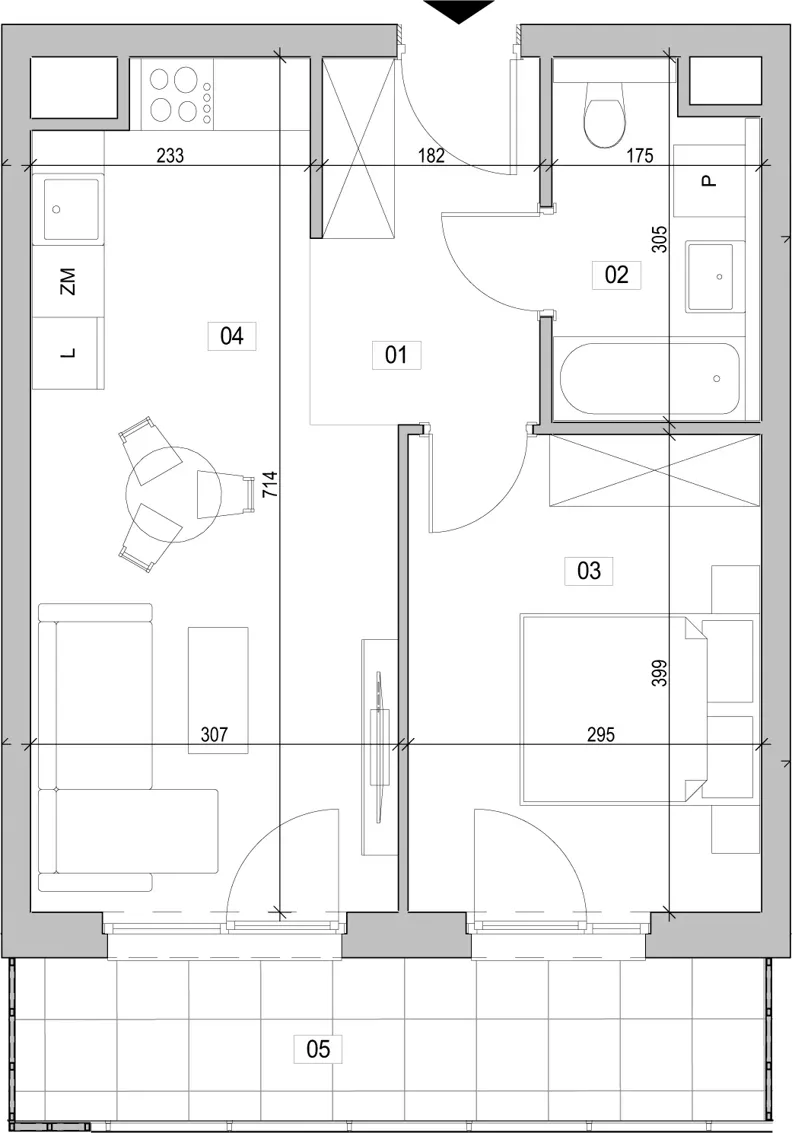 2 pokoje, mieszkanie 41,20 m², piętro 2, oferta nr B.2.17, ATAL Unii Lubelskiej, Poznań, Rataje, Starołęka, ul. Heleny Tadeuszak