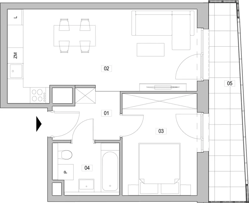 2 pokoje, mieszkanie 43,75 m², piętro 2, oferta nr E.2.213, ATAL Unii Lubelskiej, Poznań, Rataje, Starołęka, ul. Heleny Tadeuszak