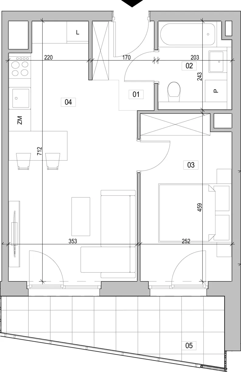 2 pokoje, mieszkanie 41,20 m², piętro 2, oferta nr E.2.215, ATAL Unii Lubelskiej, Poznań, Rataje, Starołęka, ul. Heleny Tadeuszak