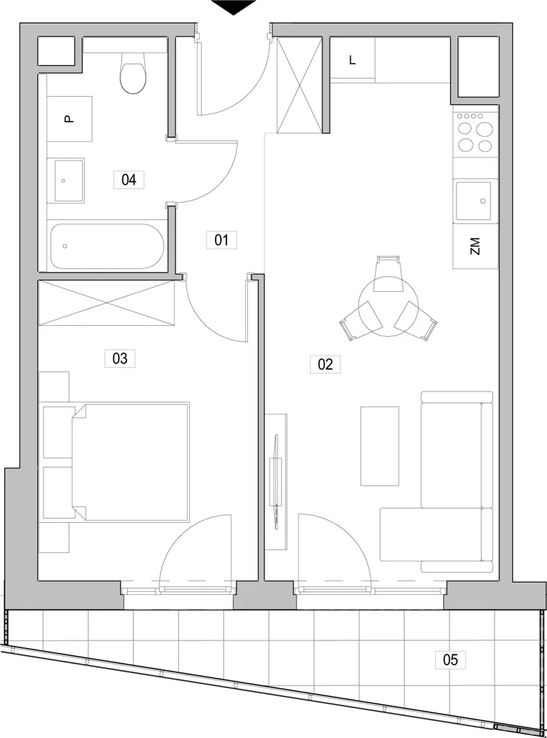 2 pokoje, mieszkanie 41,96 m², piętro 2, oferta nr F.2.278, ATAL Unii Lubelskiej, Poznań, Rataje, Starołęka, ul. Heleny Tadeuszak
