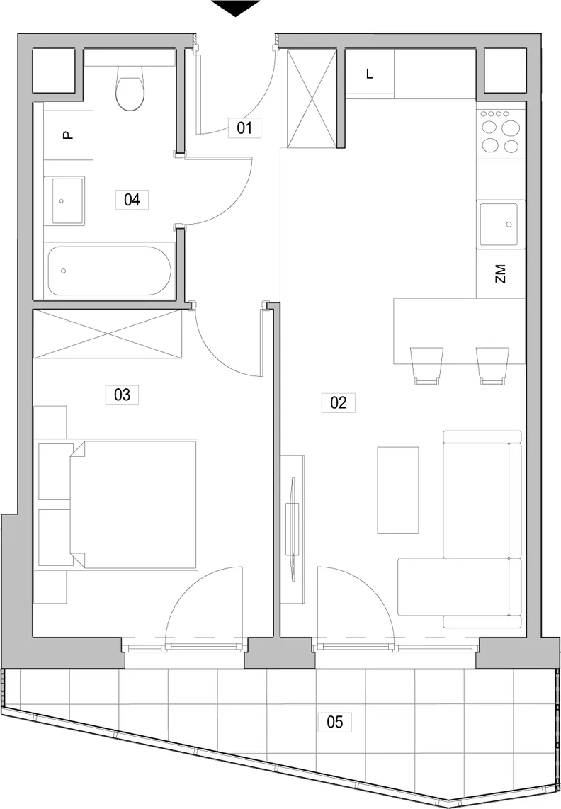 2 pokoje, mieszkanie 40,83 m², piętro 2, oferta nr G.2.314, ATAL Unii Lubelskiej, Poznań, Rataje, Starołęka, ul. Heleny Tadeuszak