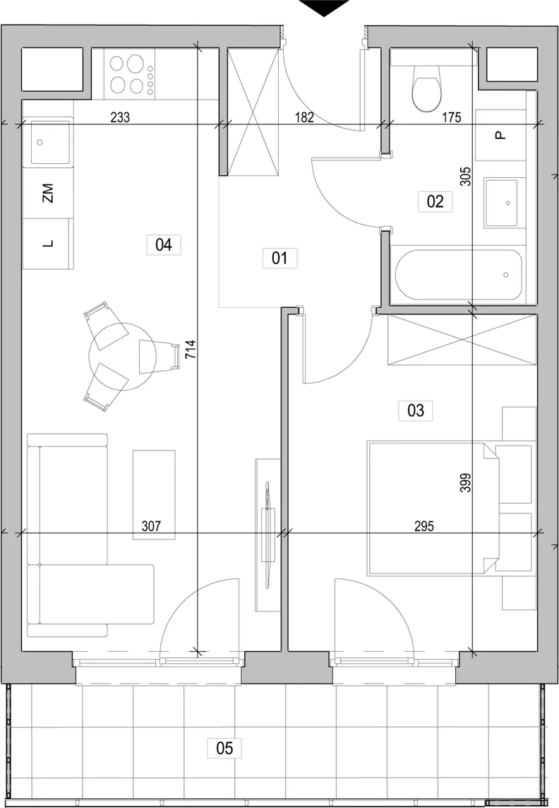 2 pokoje, mieszkanie 41,20 m², piętro 3, oferta nr B.3.20, ATAL Unii Lubelskiej, Poznań, Rataje, Starołęka, ul. Heleny Tadeuszak