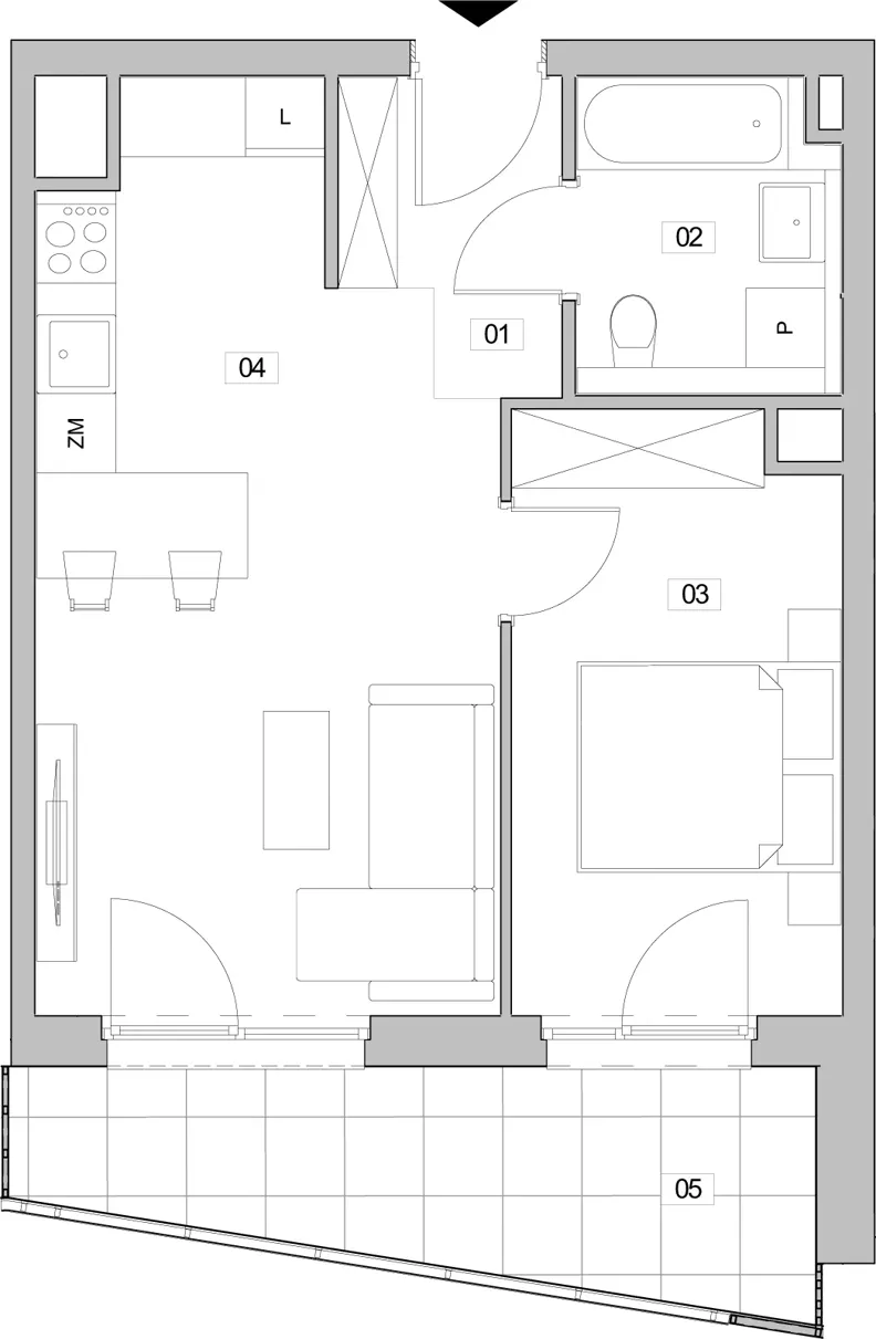2 pokoje, mieszkanie 41,32 m², piętro 3, oferta nr E.3.220, ATAL Unii Lubelskiej, Poznań, Rataje, Starołęka, ul. Heleny Tadeuszak