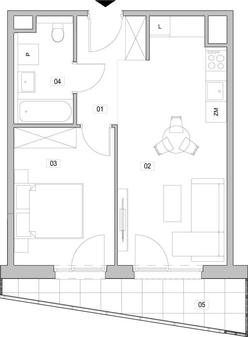2 pokoje, mieszkanie 42,37 m², piętro 3, oferta nr F.3.282, ATAL Unii Lubelskiej, Poznań, Rataje, Starołęka, ul. Heleny Tadeuszak