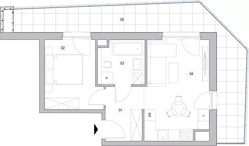 2 pokoje, mieszkanie 38,99 m², piętro 4, oferta nr C.4.73, ATAL Unii Lubelskiej, Poznań, Rataje, Starołęka, ul. Heleny Tadeuszak