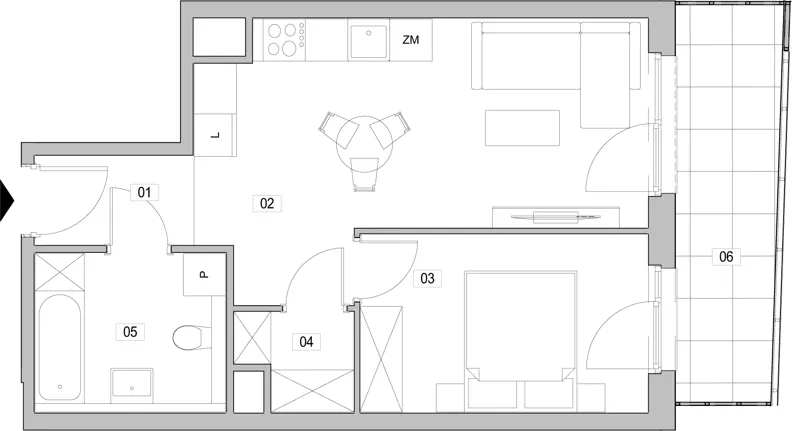 2 pokoje, mieszkanie 42,01 m², piętro 4, oferta nr D.4.150, ATAL Unii Lubelskiej, Poznań, Rataje, Starołęka, ul. Heleny Tadeuszak
