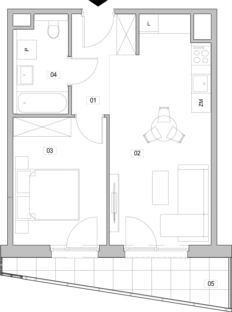 2 pokoje, mieszkanie 42,37 m², piętro 4, oferta nr F.4.286, ATAL Unii Lubelskiej, Poznań, Rataje, Starołęka, ul. Heleny Tadeuszak