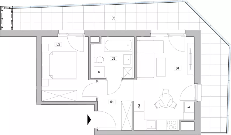 2 pokoje, mieszkanie 38,99 m², piętro 5, oferta nr C.5.77, ATAL Unii Lubelskiej, Poznań, Rataje, Starołęka, ul. Heleny Tadeuszak