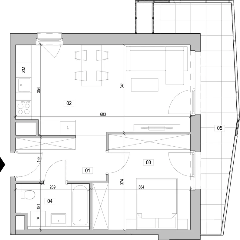 2 pokoje, mieszkanie 46,88 m², piętro 5, oferta nr E.5.226, ATAL Unii Lubelskiej, Poznań, Rataje, Starołęka, ul. Heleny Tadeuszak