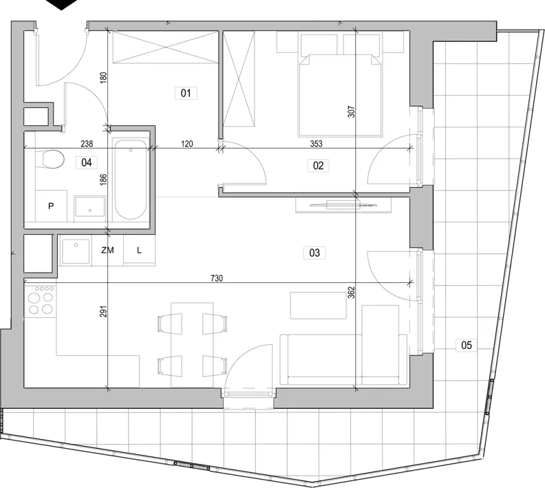 2 pokoje, mieszkanie 46,93 m², piętro 5, oferta nr E.5.227, ATAL Unii Lubelskiej, Poznań, Rataje, Starołęka, ul. Heleny Tadeuszak