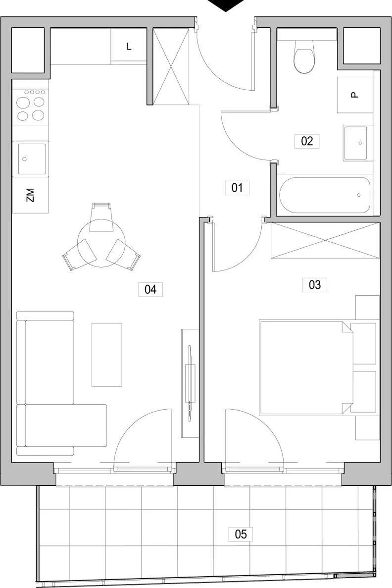 2 pokoje, mieszkanie 41,77 m², piętro 5, oferta nr F.5.289, ATAL Unii Lubelskiej, Poznań, Rataje, Starołęka, ul. Heleny Tadeuszak