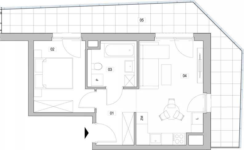 2 pokoje, mieszkanie 38,91 m², piętro 6, oferta nr C.6.81, ATAL Unii Lubelskiej, Poznań, Rataje, Starołęka, ul. Heleny Tadeuszak