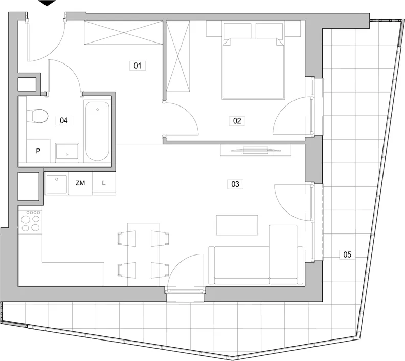 2 pokoje, mieszkanie 46,83 m², piętro 6, oferta nr E.6.231, ATAL Unii Lubelskiej, Poznań, Rataje, Starołęka, ul. Heleny Tadeuszak