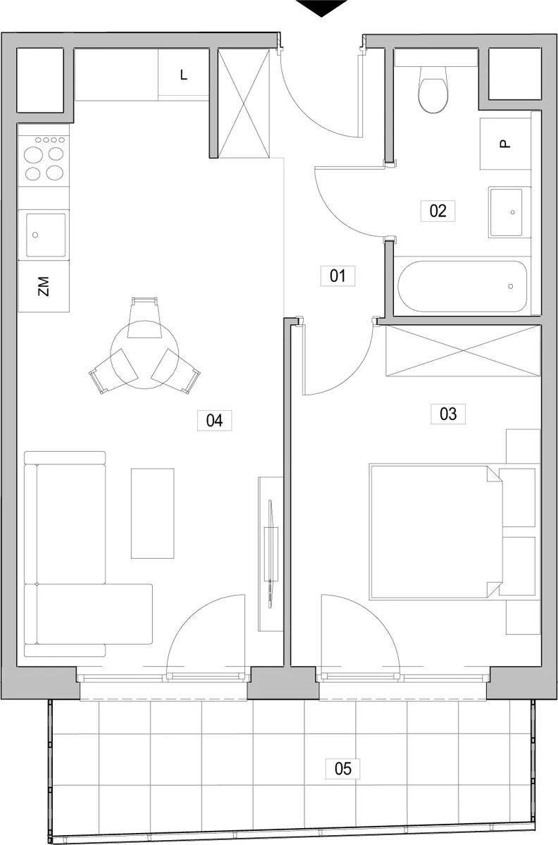 2 pokoje, mieszkanie 41,70 m², piętro 6, oferta nr F.6.293, ATAL Unii Lubelskiej, Poznań, Rataje, Starołęka, ul. Heleny Tadeuszak