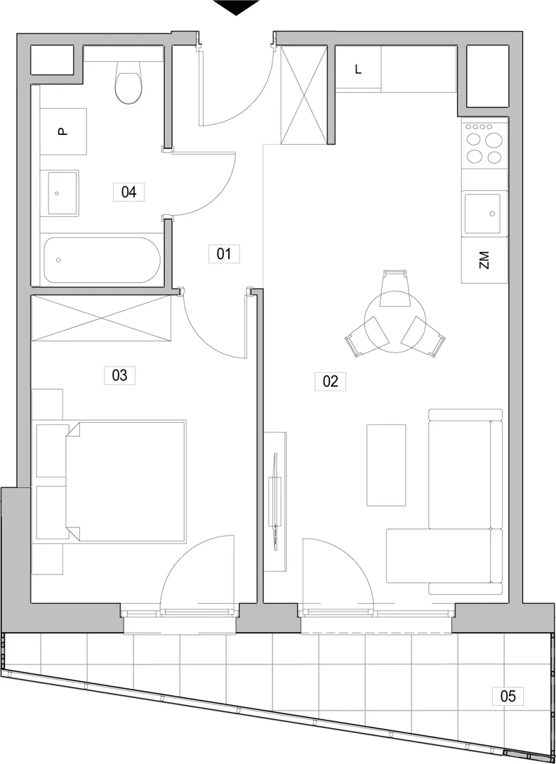 2 pokoje, mieszkanie 42,29 m², piętro 6, oferta nr F.6.294, ATAL Unii Lubelskiej, Poznań, Rataje, Starołęka, ul. Heleny Tadeuszak