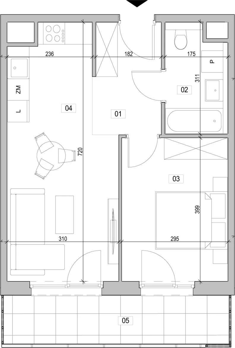 2 pokoje, mieszkanie 41,66 m², piętro 7, oferta nr B.7.32, ATAL Unii Lubelskiej, Poznań, Rataje, Starołęka, ul. Heleny Tadeuszak