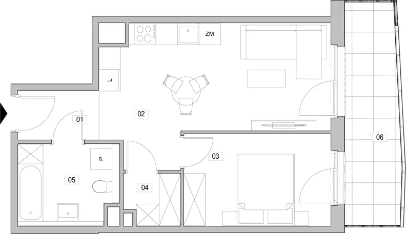 2 pokoje, mieszkanie 42,55 m², piętro 7, oferta nr D.7.164, ATAL Unii Lubelskiej, Poznań, Rataje, Starołęka, ul. Heleny Tadeuszak