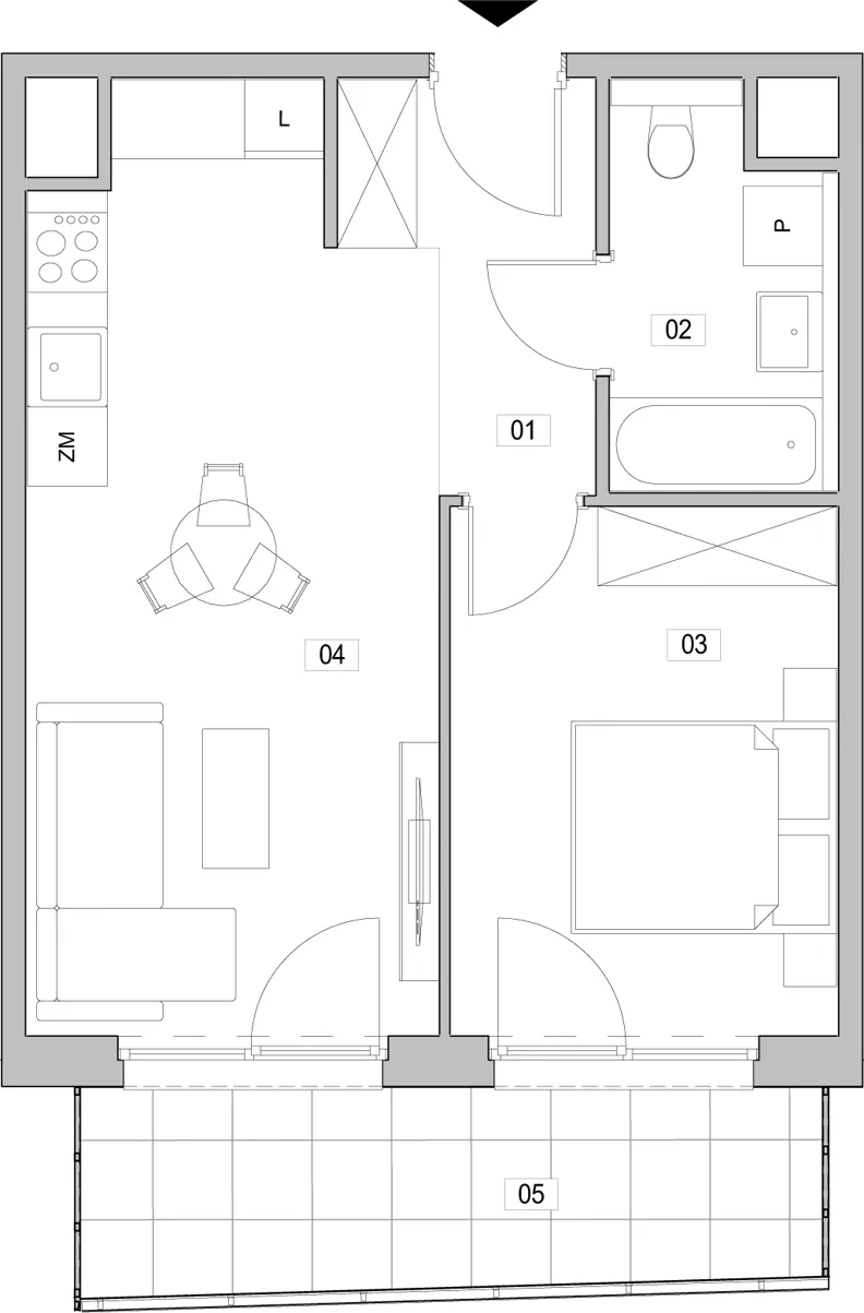 2 pokoje, mieszkanie 41,77 m², piętro 7, oferta nr F.7.297, ATAL Unii Lubelskiej, Poznań, Rataje, Starołęka, ul. Heleny Tadeuszak