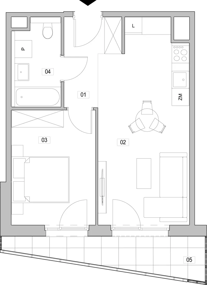 2 pokoje, mieszkanie 42,37 m², piętro 7, oferta nr F.7.298, ATAL Unii Lubelskiej, Poznań, Rataje, Starołęka, ul. Heleny Tadeuszak