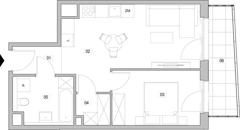 2 pokoje, mieszkanie 42,28 m², piętro 8, oferta nr D.8.168, ATAL Unii Lubelskiej, Poznań, Rataje, Starołęka, ul. Heleny Tadeuszak
