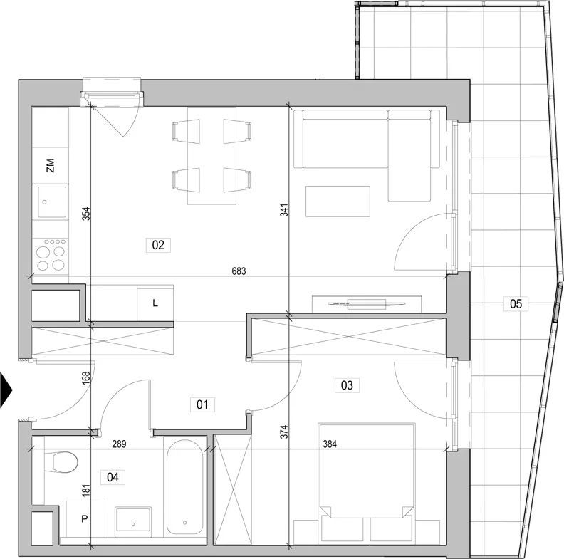 2 pokoje, mieszkanie 46,88 m², piętro 8, oferta nr E.8.238, ATAL Unii Lubelskiej, Poznań, Rataje, Starołęka, ul. Heleny Tadeuszak
