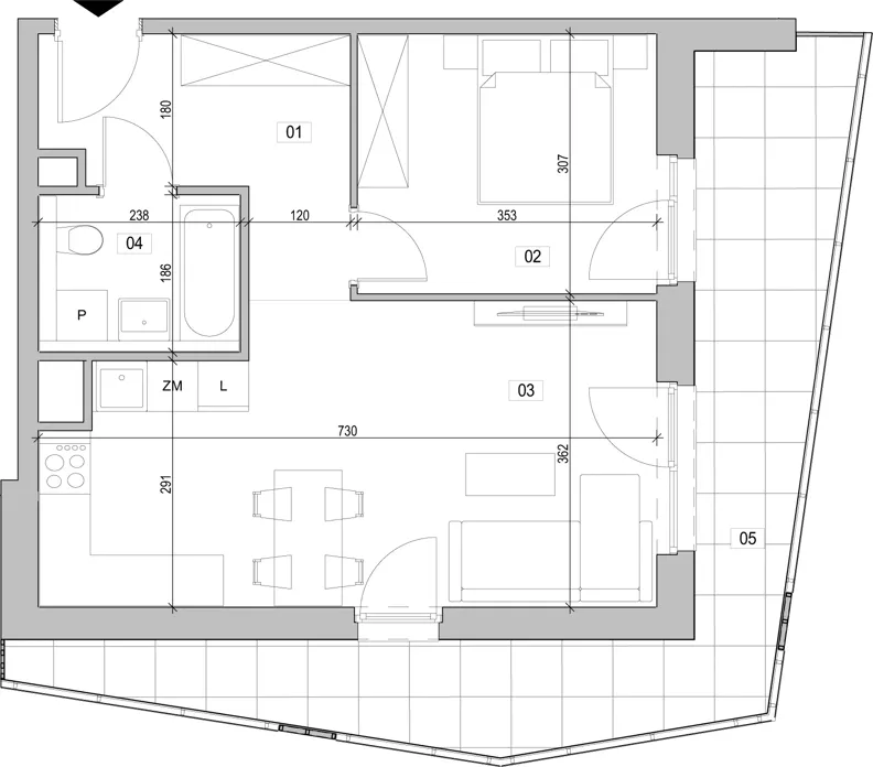 2 pokoje, mieszkanie 46,93 m², piętro 8, oferta nr E.8.239, ATAL Unii Lubelskiej, Poznań, Rataje, Starołęka, ul. Heleny Tadeuszak