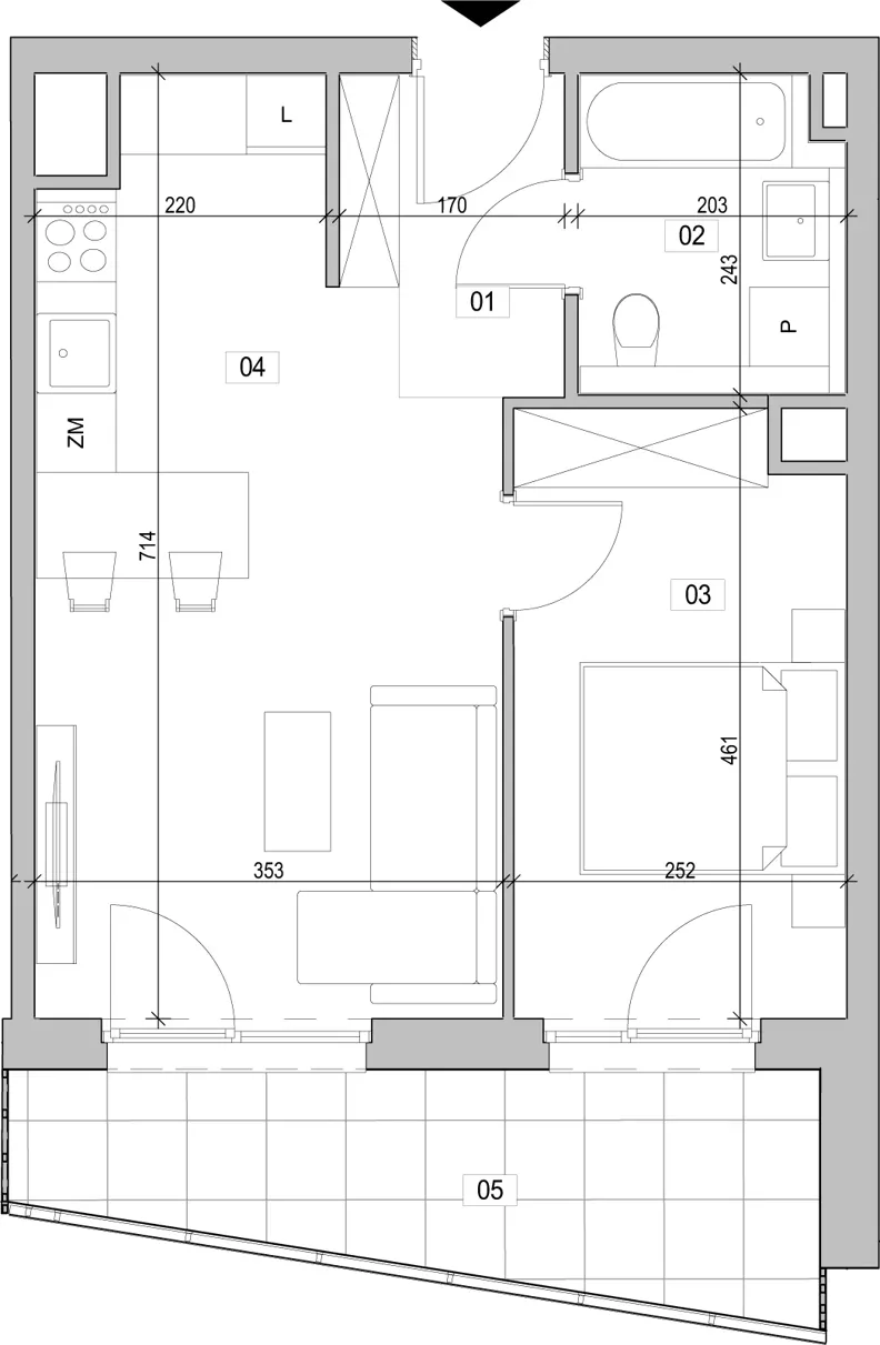 2 pokoje, mieszkanie 41,31 m², piętro 8, oferta nr E.8.240, ATAL Unii Lubelskiej, Poznań, Rataje, Starołęka, ul. Heleny Tadeuszak