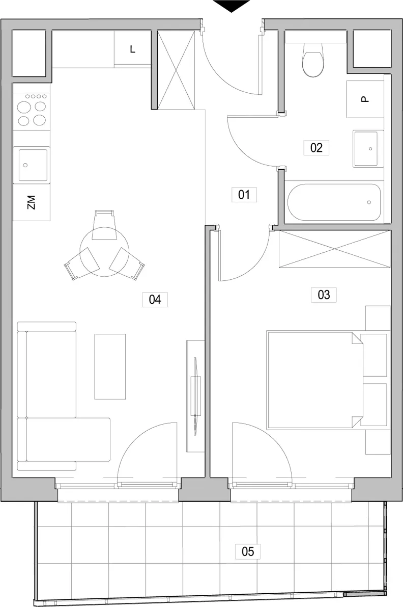 2 pokoje, mieszkanie 41,77 m², piętro 8, oferta nr F.8.301, ATAL Unii Lubelskiej, Poznań, Rataje, Starołęka, ul. Heleny Tadeuszak