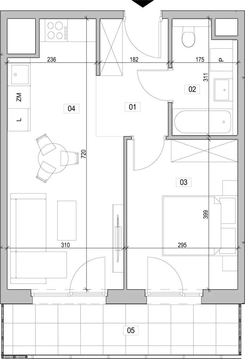 2 pokoje, mieszkanie 41,38 m², piętro 9, oferta nr B.9.38, ATAL Unii Lubelskiej, Poznań, Rataje, Starołęka, ul. Heleny Tadeuszak