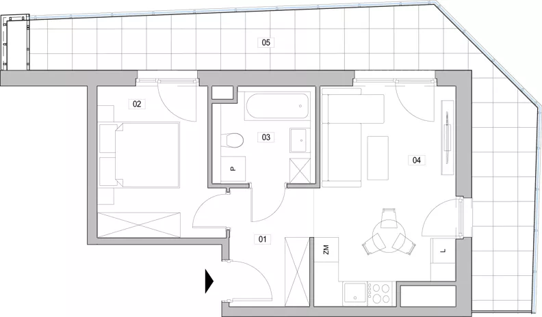 2 pokoje, mieszkanie 38,63 m², piętro 9, oferta nr C.9.93, ATAL Unii Lubelskiej, Poznań, Rataje, Starołęka, ul. Heleny Tadeuszak