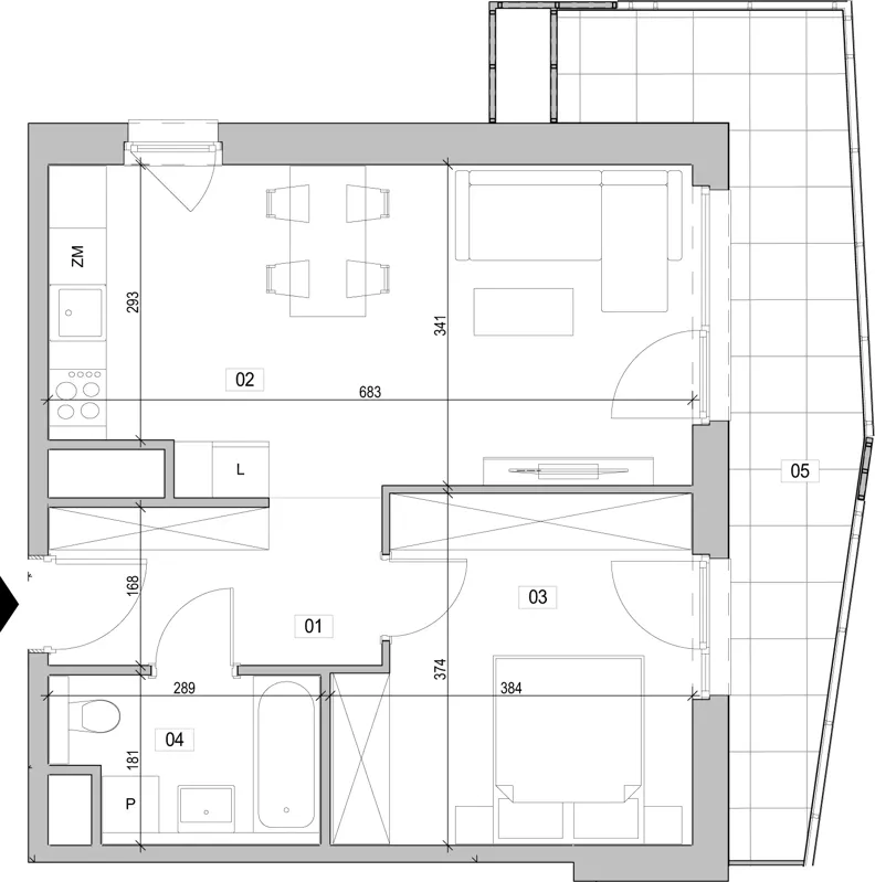 2 pokoje, mieszkanie 46,43 m², piętro 9, oferta nr E.9.242, ATAL Unii Lubelskiej, Poznań, Rataje, Starołęka, ul. Heleny Tadeuszak