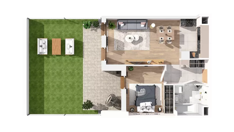 2 pokoje, mieszkanie 46,80 m², parter, oferta nr 2.00.B03, Ogrody Andersa IV, Gliwice, Wojska Polskiego, ul. J. Sowińskiego