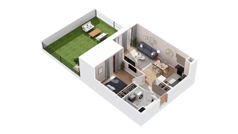 2 pokoje, mieszkanie 46,80 m², parter, oferta nr 2.00.B03, Ogrody Andersa IV, Gliwice, Wojska Polskiego, ul. J. Sowińskiego