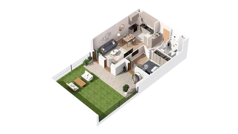 2 pokoje, mieszkanie 46,80 m², parter, oferta nr 2.00.B03, Ogrody Andersa IV, Gliwice, Wojska Polskiego, ul. J. Sowińskiego