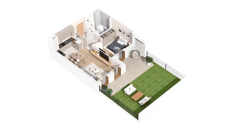 2 pokoje, mieszkanie 46,80 m², parter, oferta nr 2.00.B03, Ogrody Andersa IV, Gliwice, Wojska Polskiego, ul. J. Sowińskiego