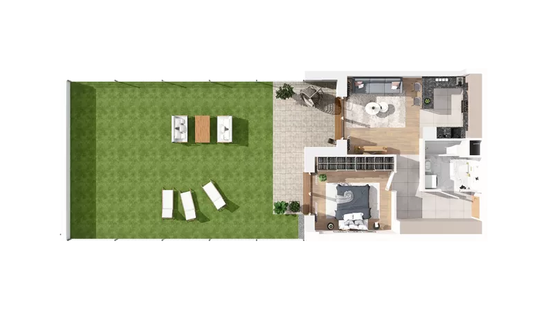 2 pokoje, mieszkanie 46,80 m², parter, oferta nr 2.00.E03, Ogrody Andersa IV, Gliwice, Wojska Polskiego, ul. J. Sowińskiego