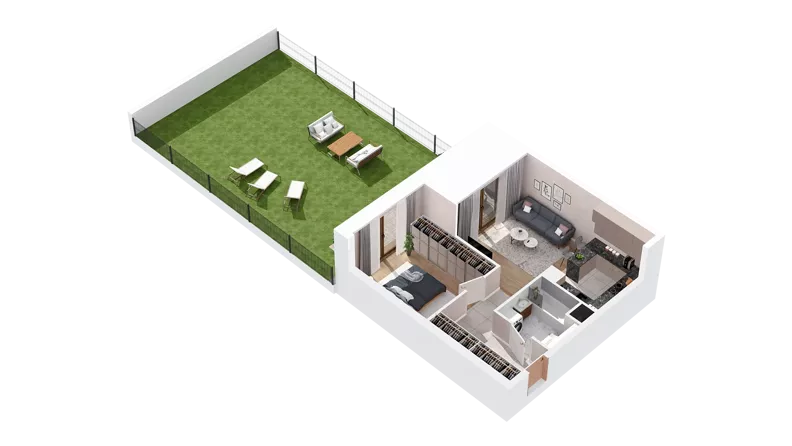 2 pokoje, mieszkanie 46,80 m², parter, oferta nr 2.00.E03, Ogrody Andersa IV, Gliwice, Wojska Polskiego, ul. J. Sowińskiego