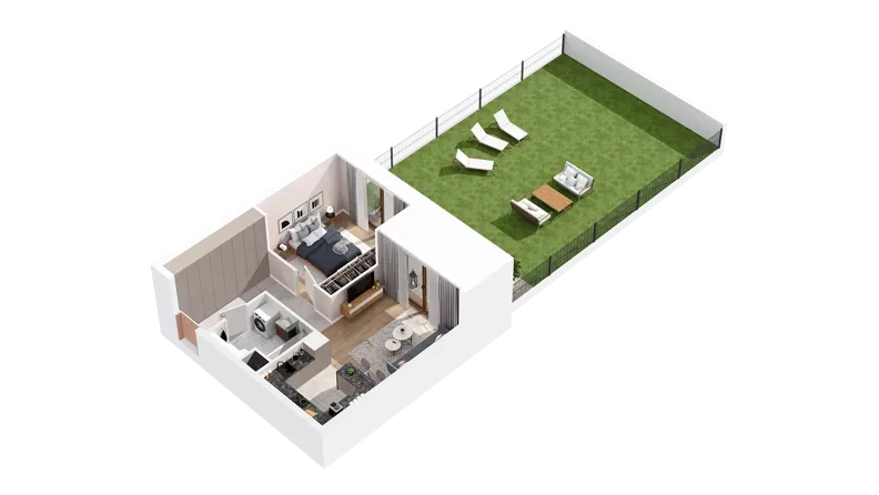 2 pokoje, mieszkanie 46,80 m², parter, oferta nr 2.00.E03, Ogrody Andersa IV, Gliwice, Wojska Polskiego, ul. J. Sowińskiego