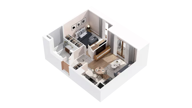 2 pokoje, mieszkanie 37,62 m², piętro 1, oferta nr 2.01.B14, Ogrody Andersa IV, Gliwice, Wojska Polskiego, ul. J. Sowińskiego