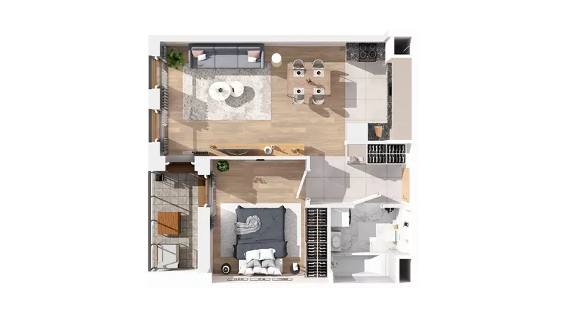 2 pokoje, mieszkanie 48,06 m², piętro 1, oferta nr 2.01.E13, Ogrody Andersa IV, Gliwice, Wojska Polskiego, ul. J. Sowińskiego