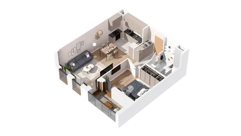 2 pokoje, mieszkanie 48,06 m², piętro 1, oferta nr 2.01.E13, Ogrody Andersa IV, Gliwice, Wojska Polskiego, ul. J. Sowińskiego