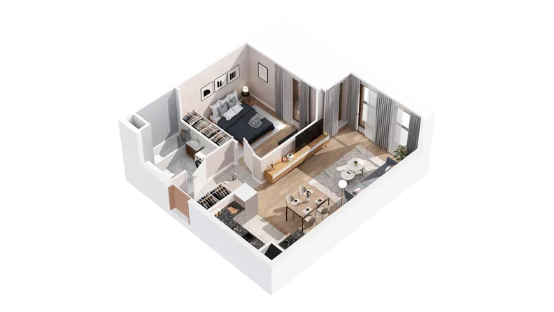 2 pokoje, mieszkanie 48,06 m², piętro 1, oferta nr 2.01.E13, Ogrody Andersa IV, Gliwice, Wojska Polskiego, ul. J. Sowińskiego